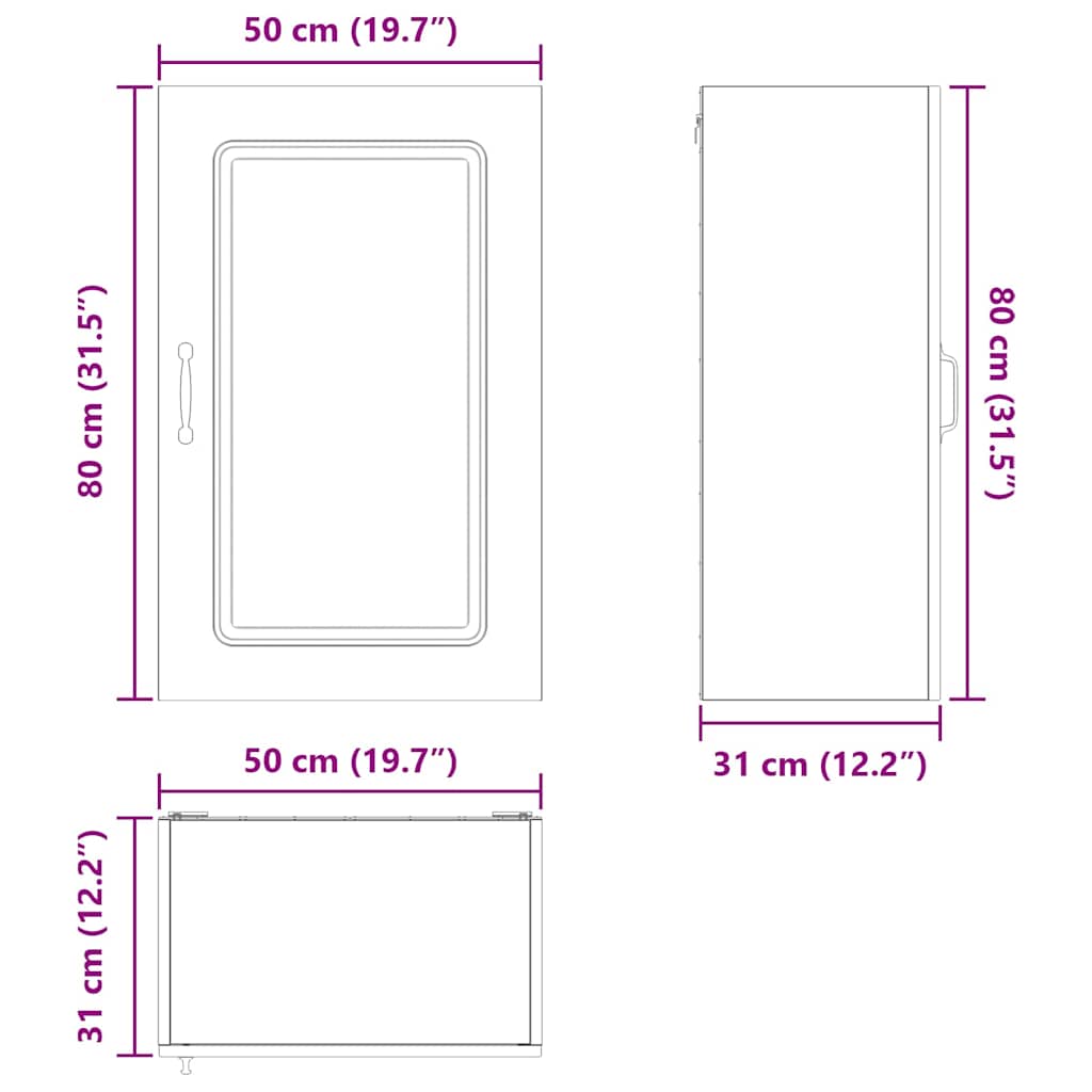 Küchenschrank mit Regal Altholz 50 x 31 x 80 cm Holzwerkstoff