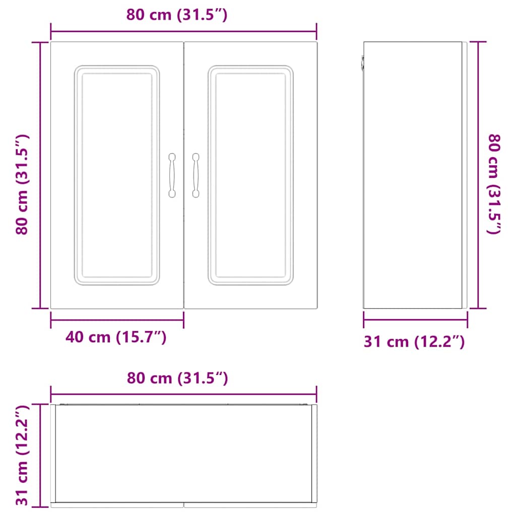 Küchenschrank Graues Sonoma 80 x 31 x 80 cm Holzwerkstoff