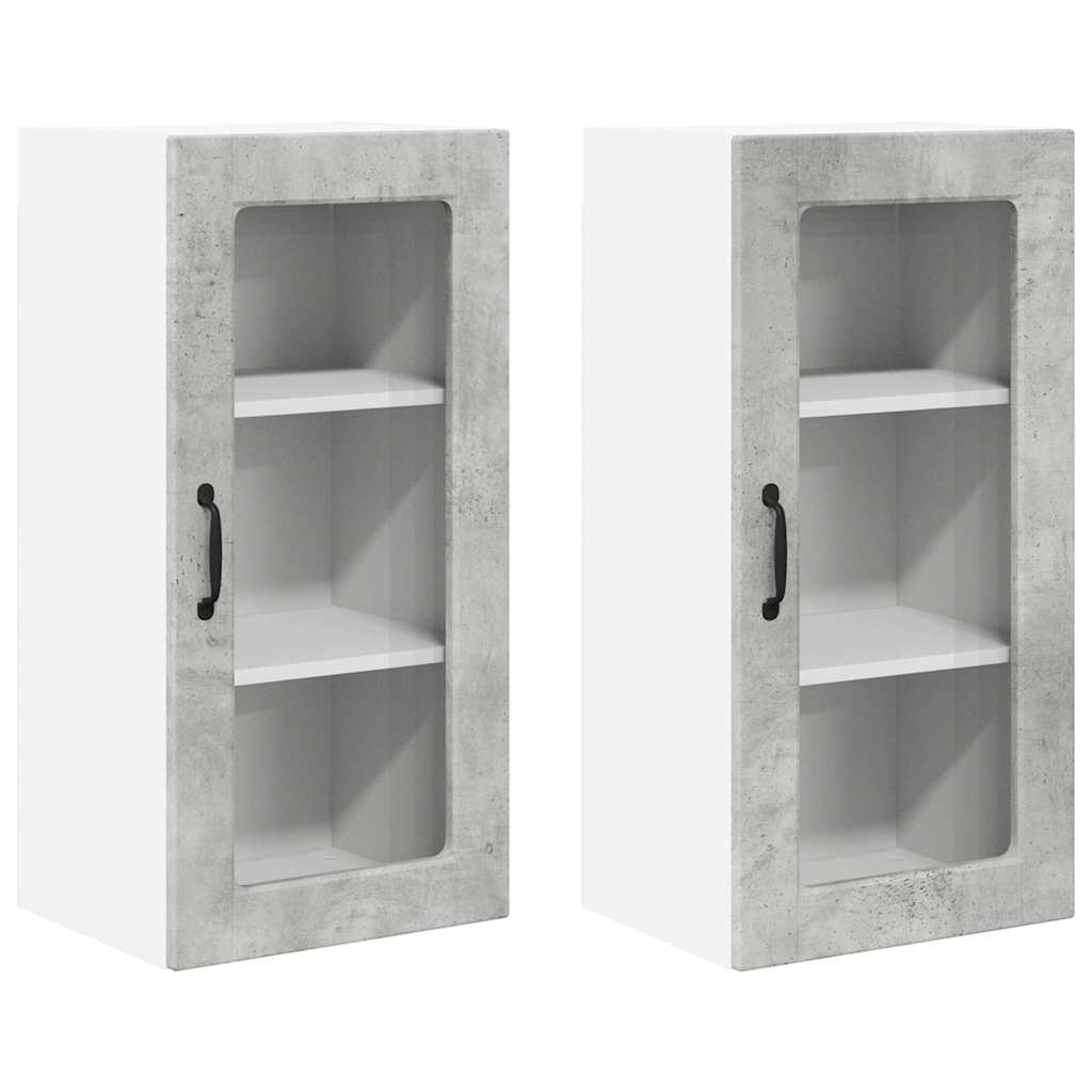 Küchenschrank 2 pcs Beton Grau 40 x 31 x 80 cm Holzwerkstoff