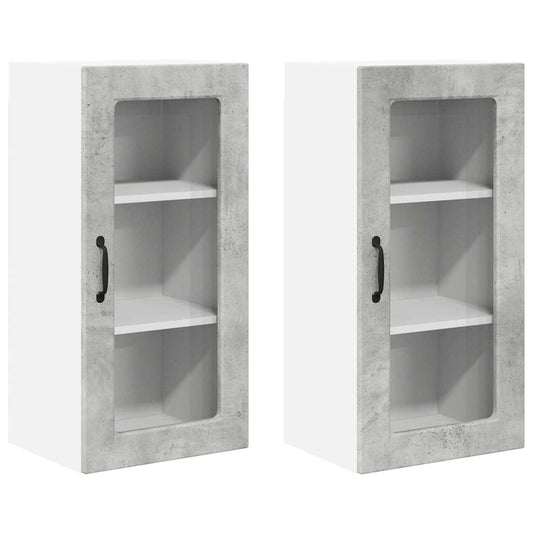 Küchenschrank 2 pcs Beton Grau 40 x 31 x 80 cm Holzwerkstoff