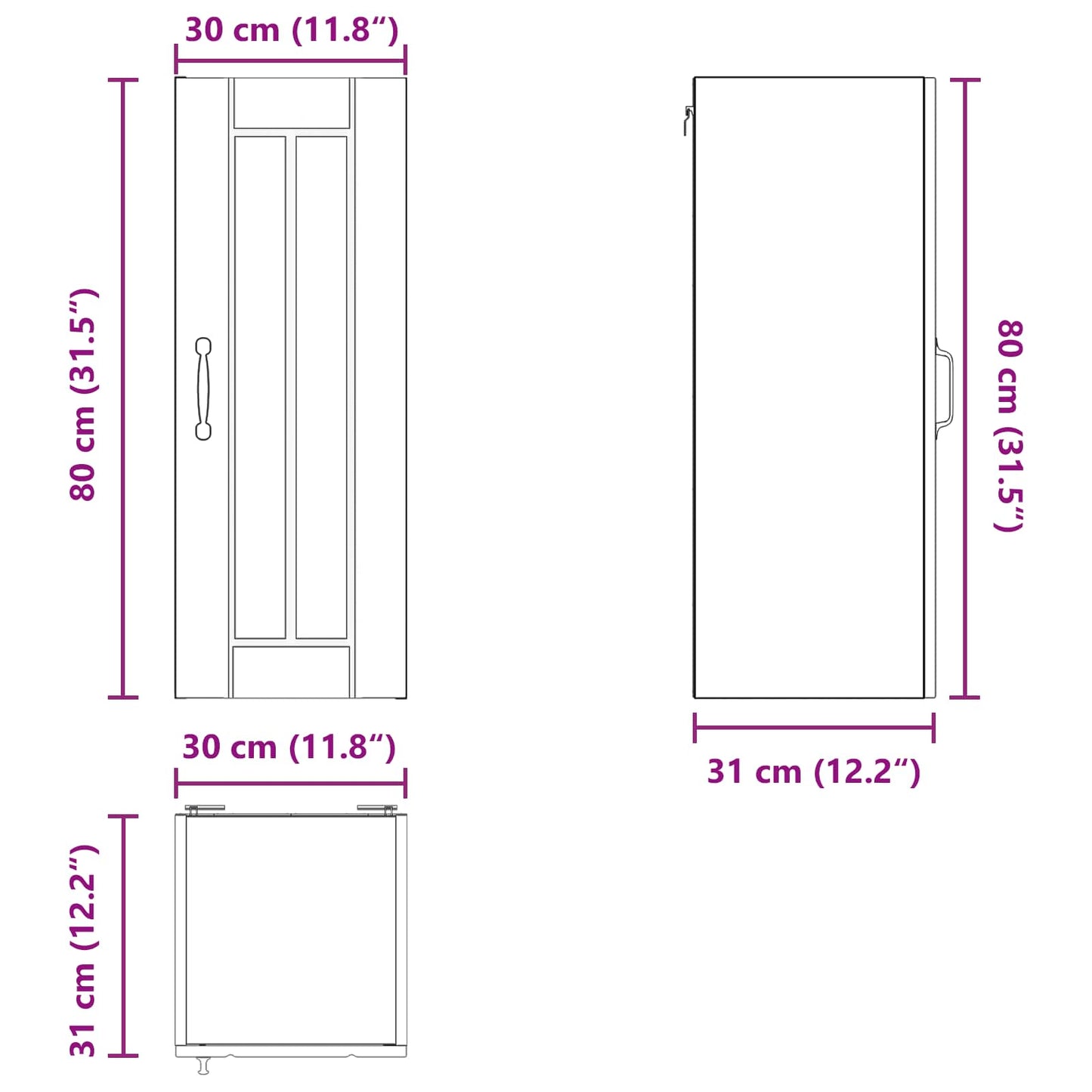 Küchenschrank 2 pcs Braun Eichen-Optik 30 x 31 x 80 cm