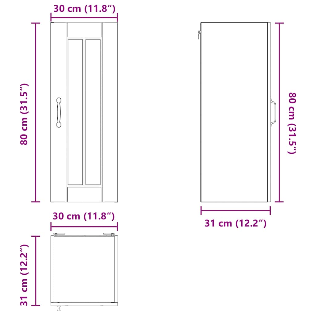 Küchenschrank 2 pcs Altholz 30 x 31 x 80 cm Holzwerkstoff