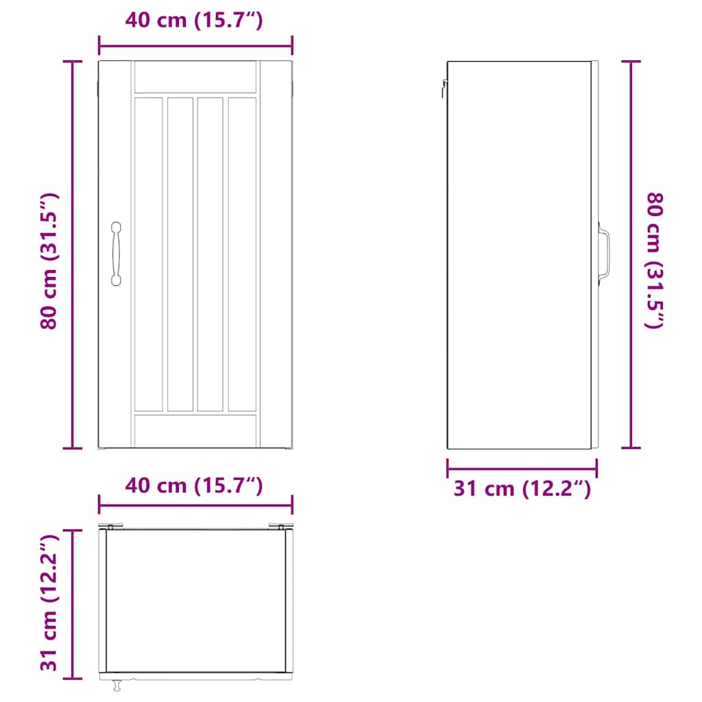 Küchenschrank Altholz 40 x 31 x 80 cm Holzwerkstoff