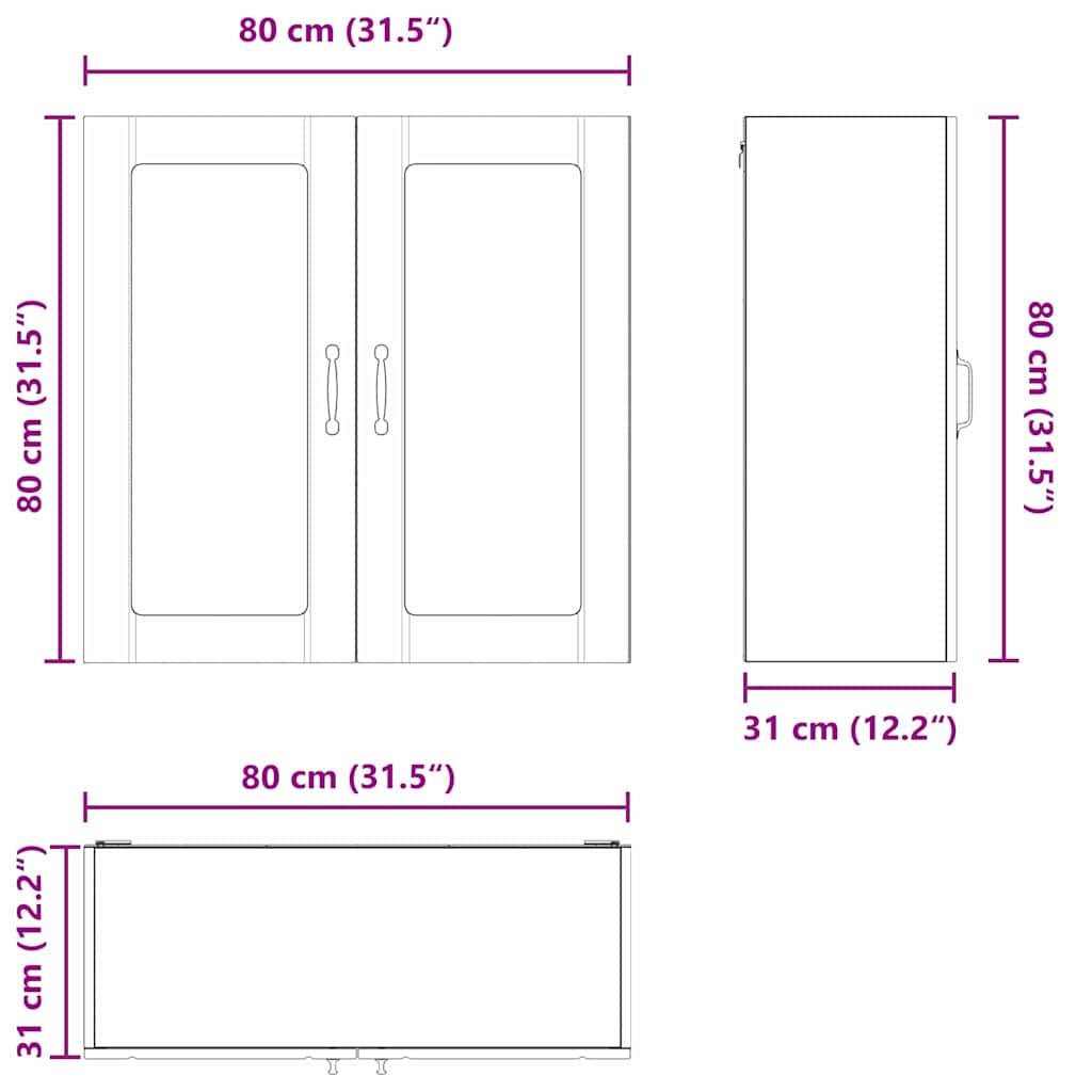 Küchenschrank Braun Eichen-Optik 80 x 31 x 80 cm Holzwerkstoff