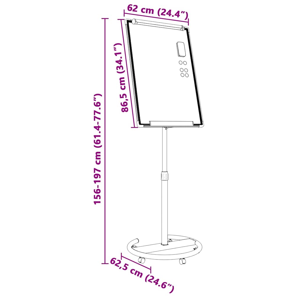 Magnetische Weißwandtafel Weiß und grau 62 x 62 x 195 cm EPS