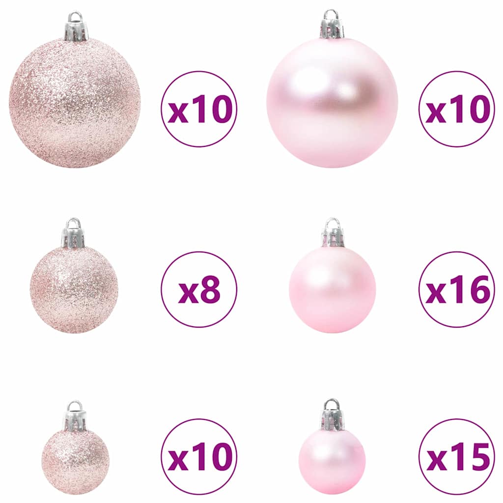 Weihnachtskugel-Set mit 300 LEDs 120 pcs Rosa Kunststoff