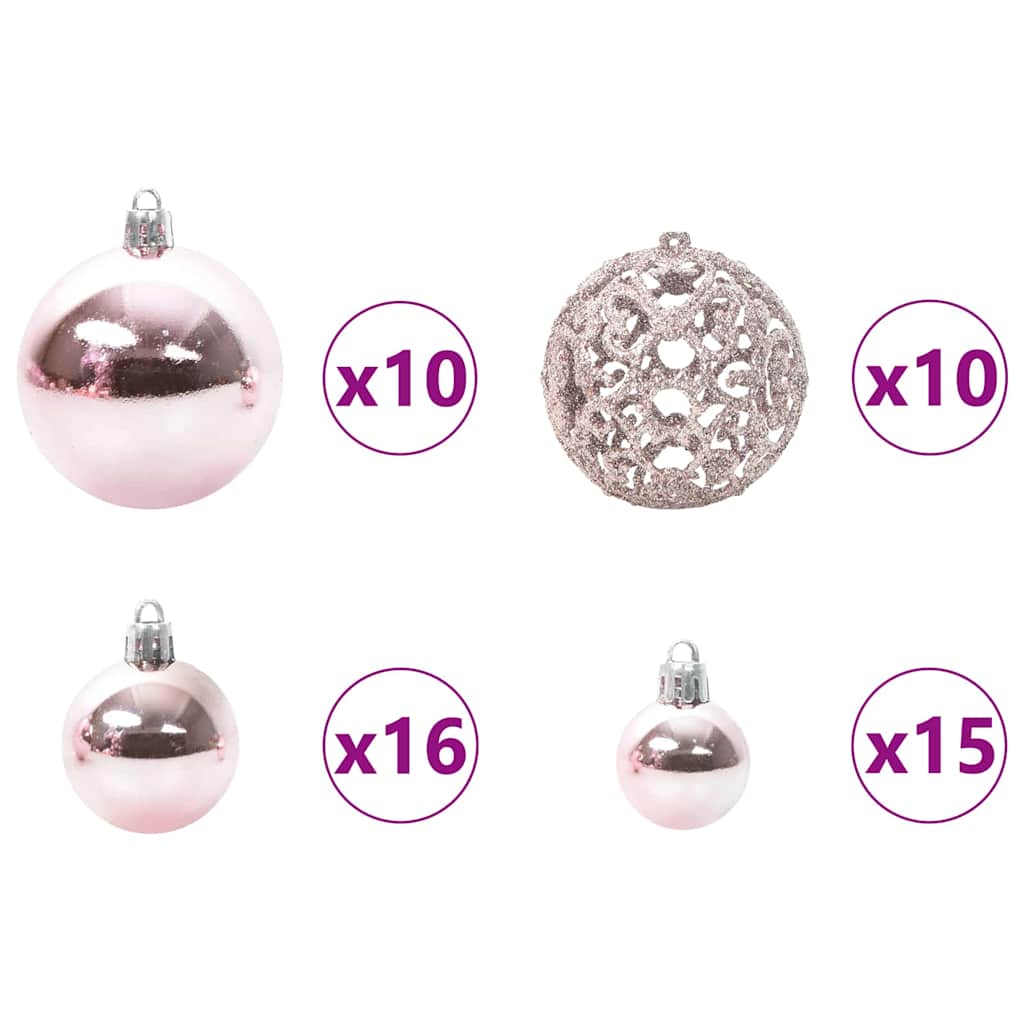Weihnachtskugel-Set mit 300 LEDs 120 pcs Rosa Kunststoff