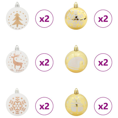 Weihnachtskugel-Set 40 pcs Weiß und Gold Kunststoff