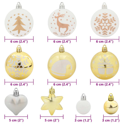 Weihnachtskugel-Set 40 pcs Weiß und Gold Kunststoff