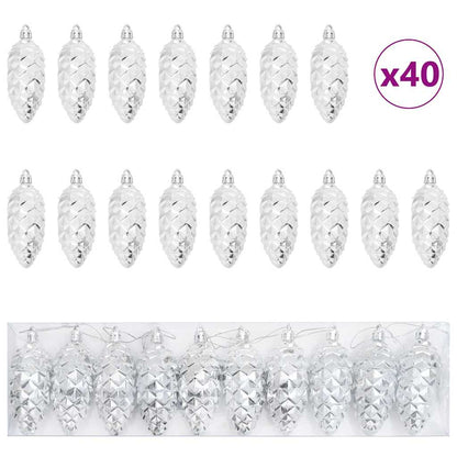 Weihnachts-Tannenzapfen Ball 40 pcs Silber