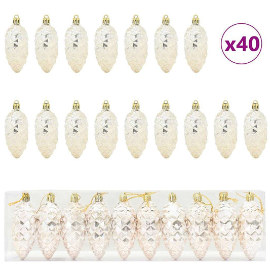 Weihnachts-Tannenzapfen Ball 40 pcs Champagner