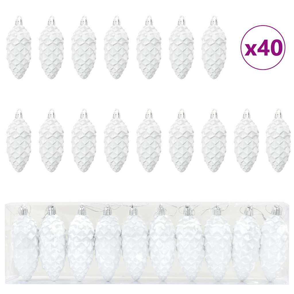 Weihnachts-Tannenzapfen Ball 40 pcs Weiß