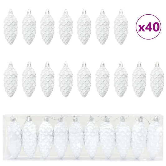Weihnachts-Tannenzapfen Ball 40 pcs Weiß