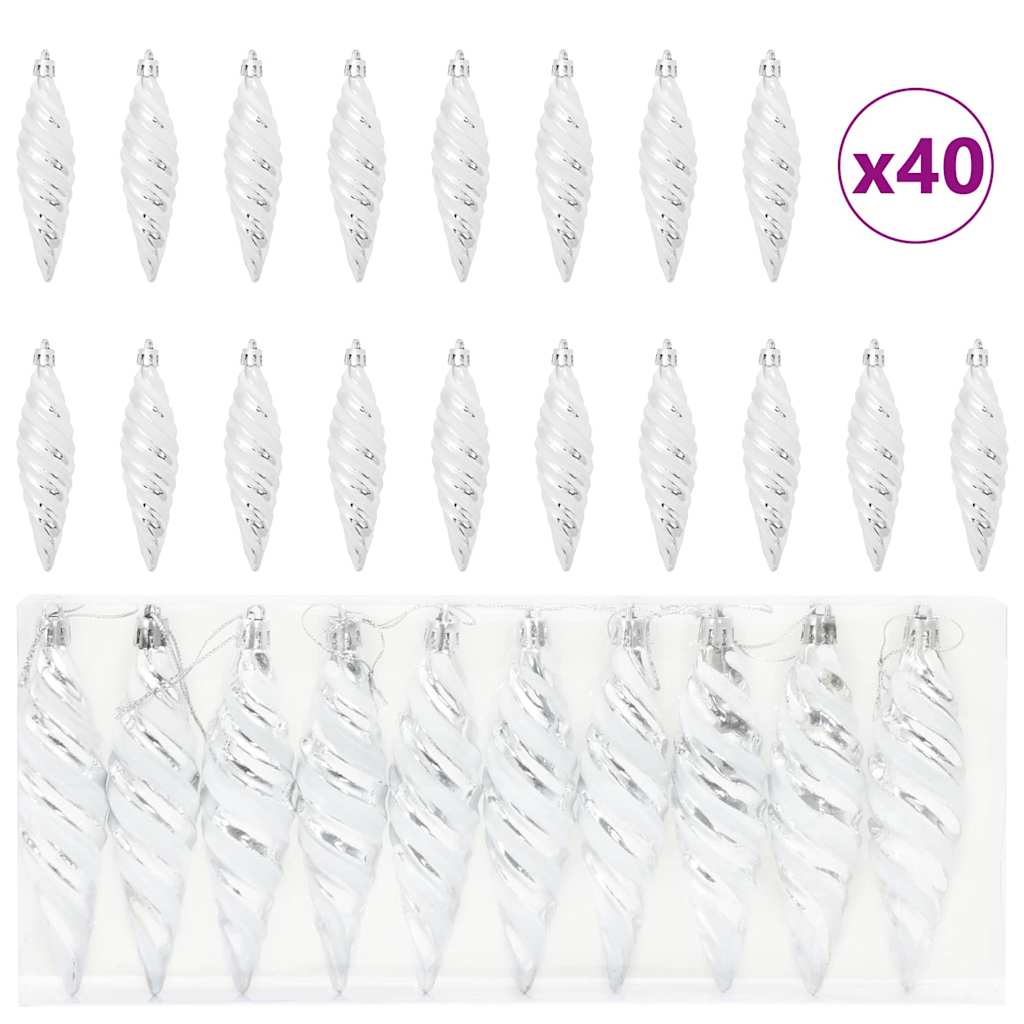 Weihnachtliche Spiralenform Kugel 40 pcs Silber