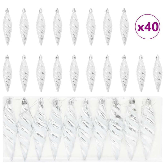 Weihnachtliche Spiralenform Kugel 40 pcs Silber