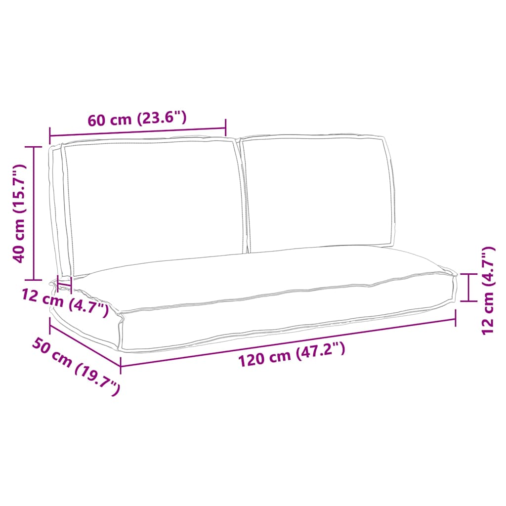 Pallet Kissen Set mit Kissen 3 pcs Königsblau 120 x 50 x 12 cm