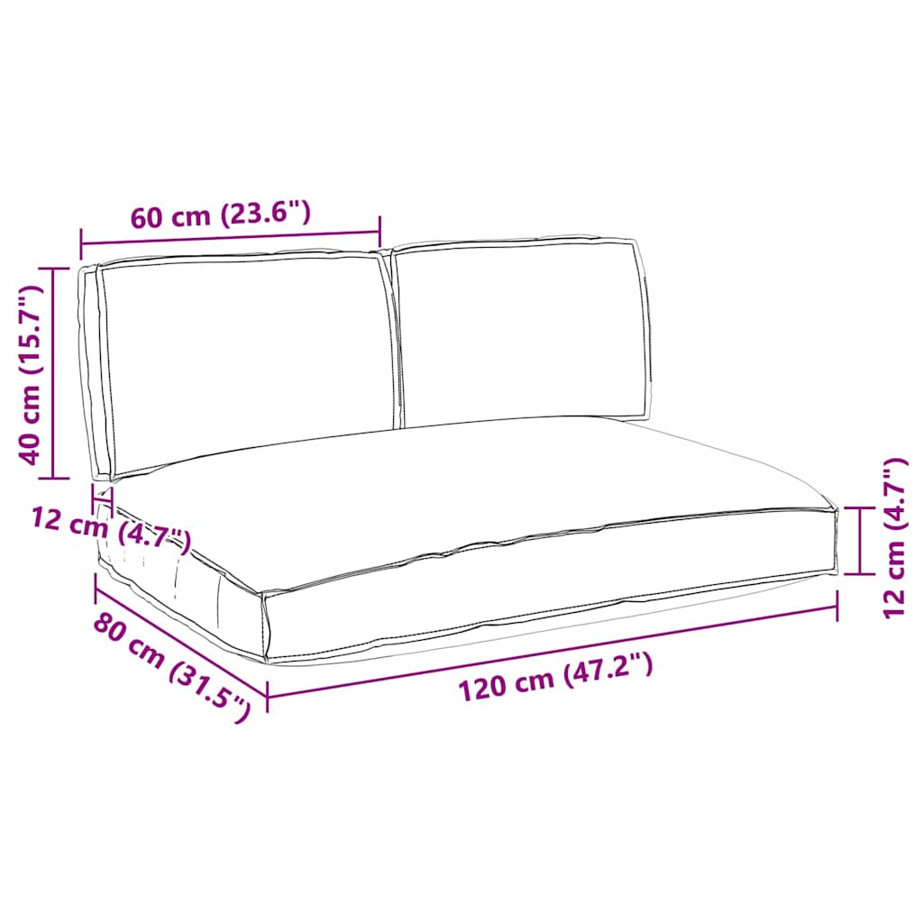 Pallet Kissen Set mit Kissen 3 pcs Königsblau 120 x 80 x 12 cm