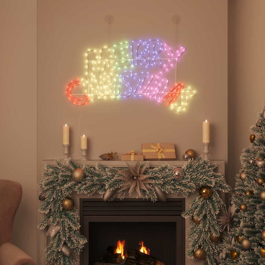 Weihnachtsschild mit 240 LEDs Mehrfarbig 100 x 50 cm PVC