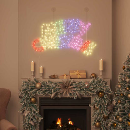 Weihnachtsschild mit 240 LEDs Mehrfarbig 100 x 50 cm PVC