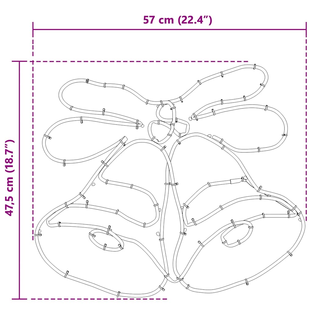 Weihnachtsglocke mit 144 LEDs Mehrfarbig 56 x 46 cm PVC
