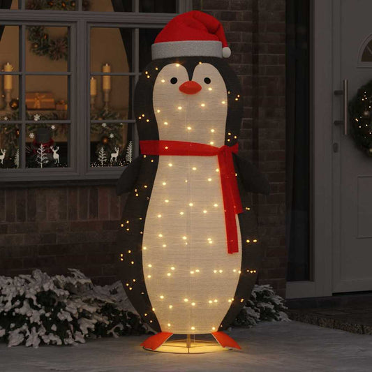 Schnee-Pinguin Figur Warmweiß 78 x 88 x 180 cm Stoff