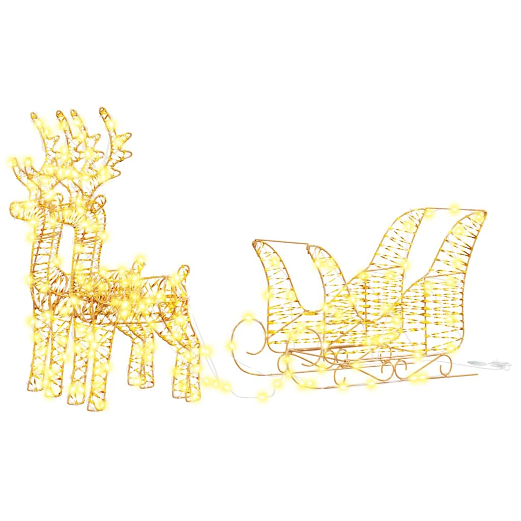 Rentier Zieh Schlitten Warmweiß 30 x 12 x 55 cm PET