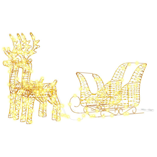Rentier Zieh Schlitten Warmweiß 30 x 12 x 55 cm PET
