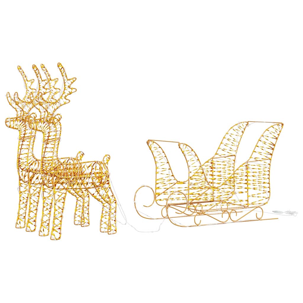 Rentier Zieh Schlitten Warmweiß 30 x 12 x 55 cm PET