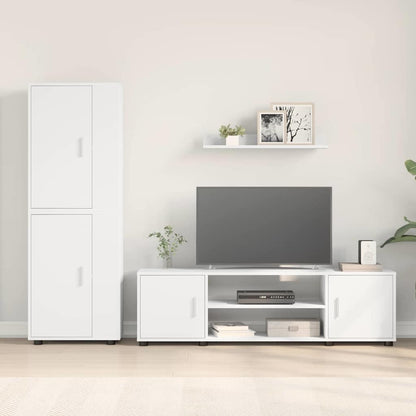 4-teilige TV-Schrank Set Wandmontiert 4 pcs Weiß Holzwerkstoff