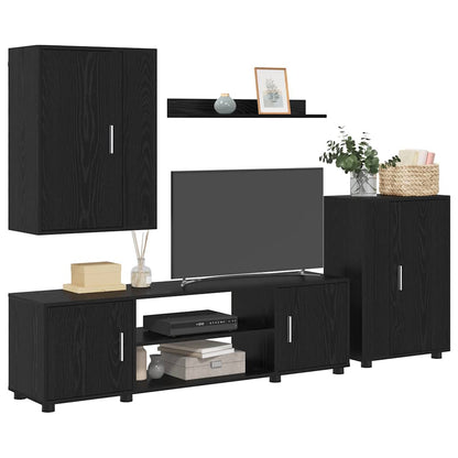 4-teilige TV-Schrank Set 4 pcs Schwarze Eiche Holzwerkstoff
