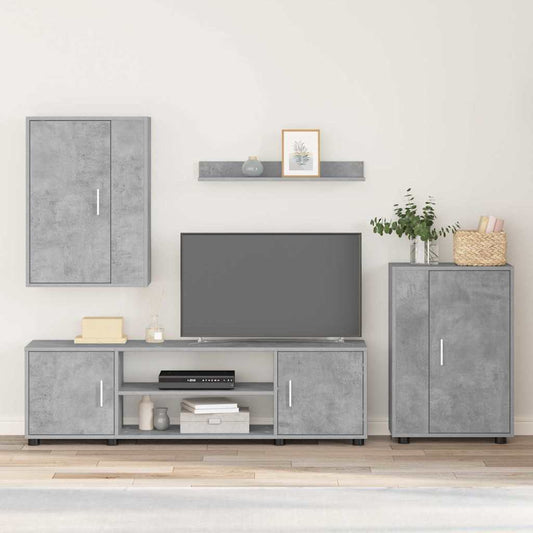 4-teilige TV-Schrank Set 4 pcs Betongrau Holzwerkstoff