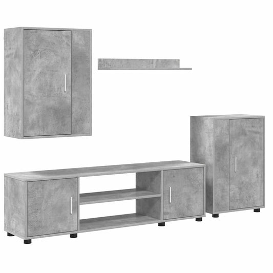 4-teilige TV-Schrank Set 4 pcs Betongrau Holzwerkstoff