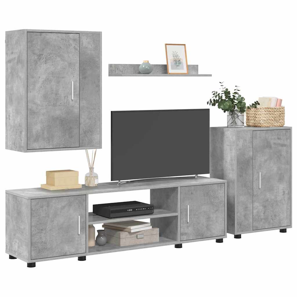 4-teilige TV-Schrank Set 4 pcs Betongrau Holzwerkstoff