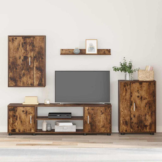 4-teilige TV-Schrank Set 4 pcs Rauchiges Eichenholz