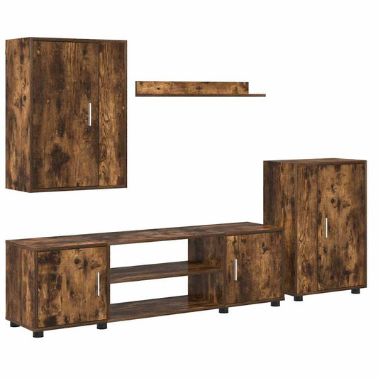4-teilige TV-Schrank Set 4 pcs Rauchiges Eichenholz