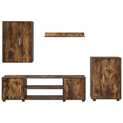 4-teilige TV-Schrank Set 4 pcs Rauchiges Eichenholz