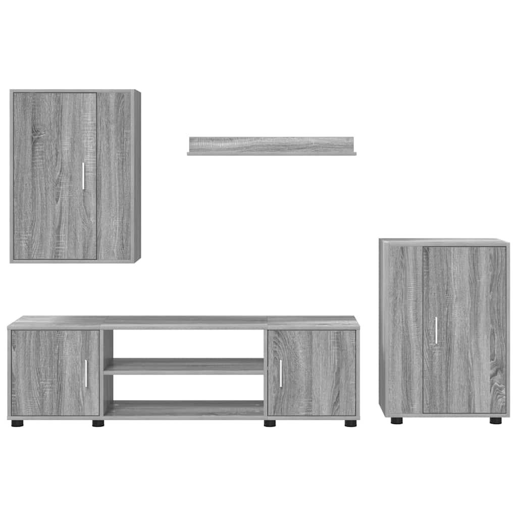 4-teilige TV-Schrank Set 4 pcs Grau Sonoma Holzwerkstoff