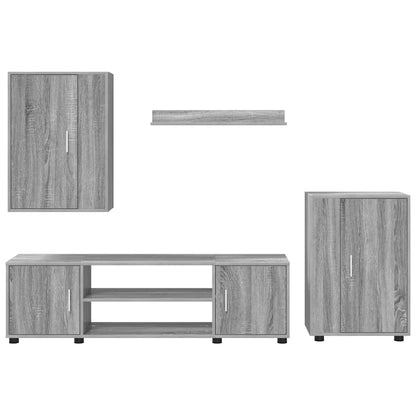 4-teilige TV-Schrank Set 4 pcs Grau Sonoma Holzwerkstoff