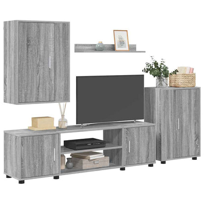 4-teilige TV-Schrank Set 4 pcs Grau Sonoma Holzwerkstoff
