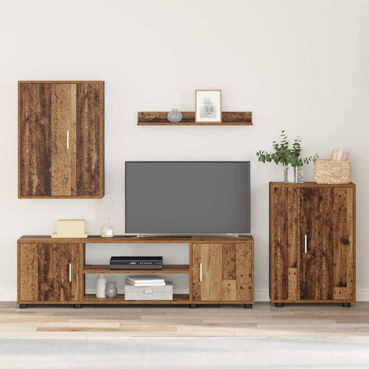 4-teilige TV-Schrank Set 4 pcs Altholz Holzwerkstoff