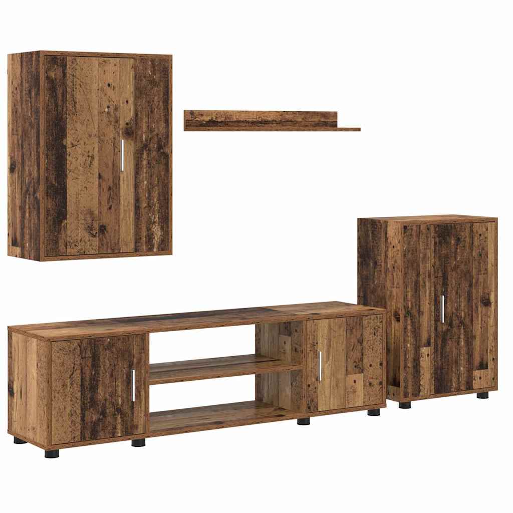 4-teilige TV-Schrank Set 4 pcs Altholz Holzwerkstoff
