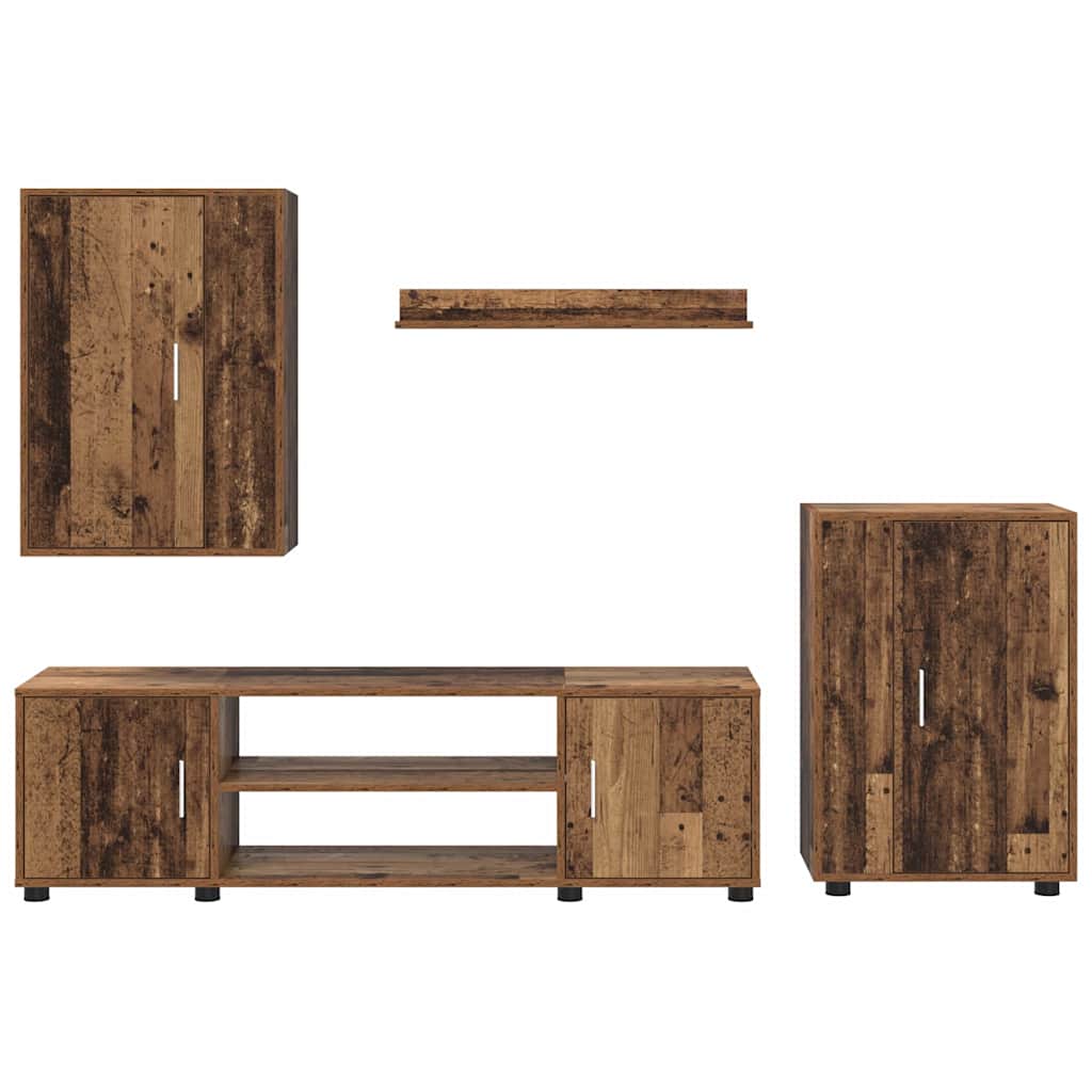 4-teilige TV-Schrank Set 4 pcs Altholz Holzwerkstoff