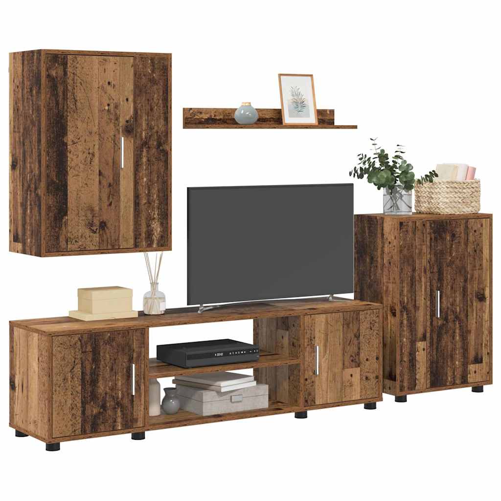 4-teilige TV-Schrank Set 4 pcs Altholz Holzwerkstoff