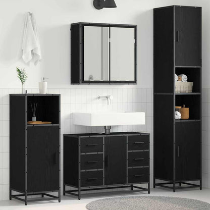 Badezimmermöbel Set 4 pcs Schwarz Eichen-Optik 80 x 33 x 60 cm