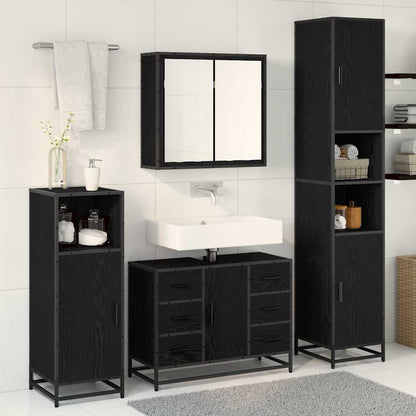 Badezimmermöbel Set 4 pcs Schwarz Eichen-Optik 80 x 33 x 60 cm