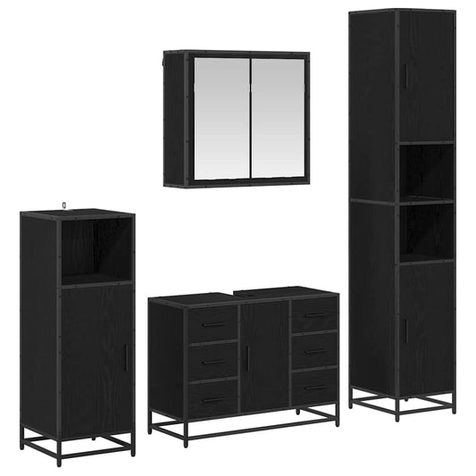 Badezimmermöbel Set 4 pcs Schwarz Eichen-Optik 80 x 33 x 60 cm