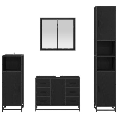 Badezimmermöbel Set 4 pcs Schwarz Eichen-Optik 80 x 33 x 60 cm