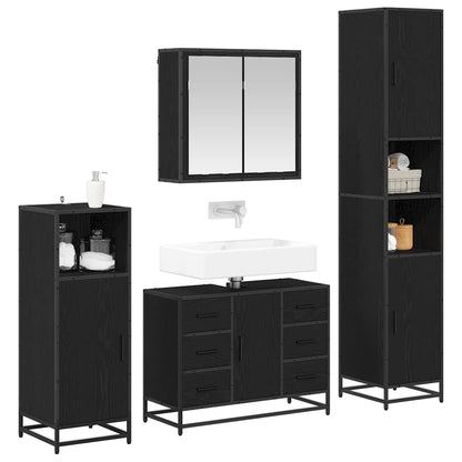 Badezimmermöbel Set 4 pcs Schwarz Eichen-Optik 80 x 33 x 60 cm