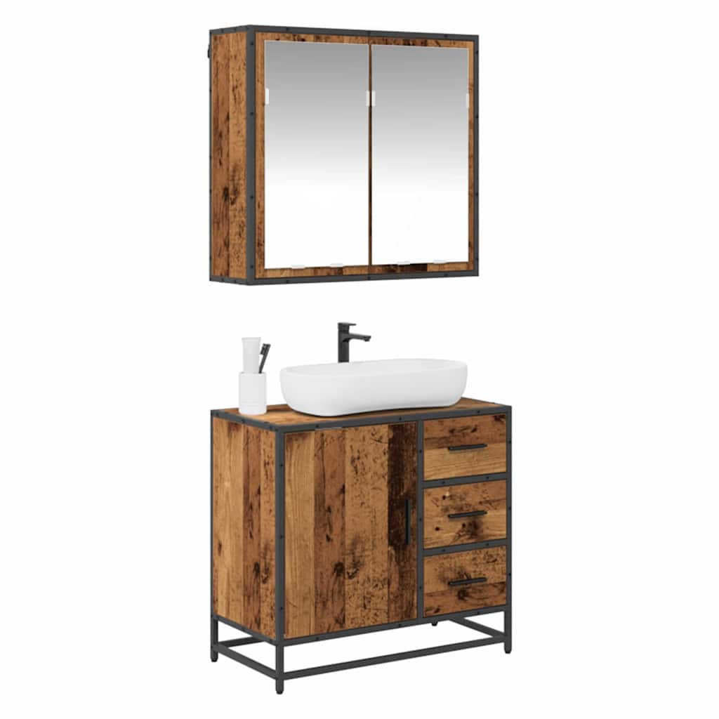 Badezimmermöbel Set 2 pcs Altholz 65 x 33 x 60 cm Holzwerkstoff