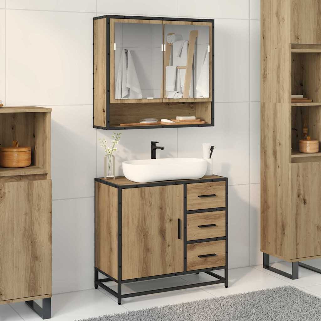 Badezimmermöbel Set mit Tür 2 pcs Artisan-Eiche 65 x 33 x 60 cm